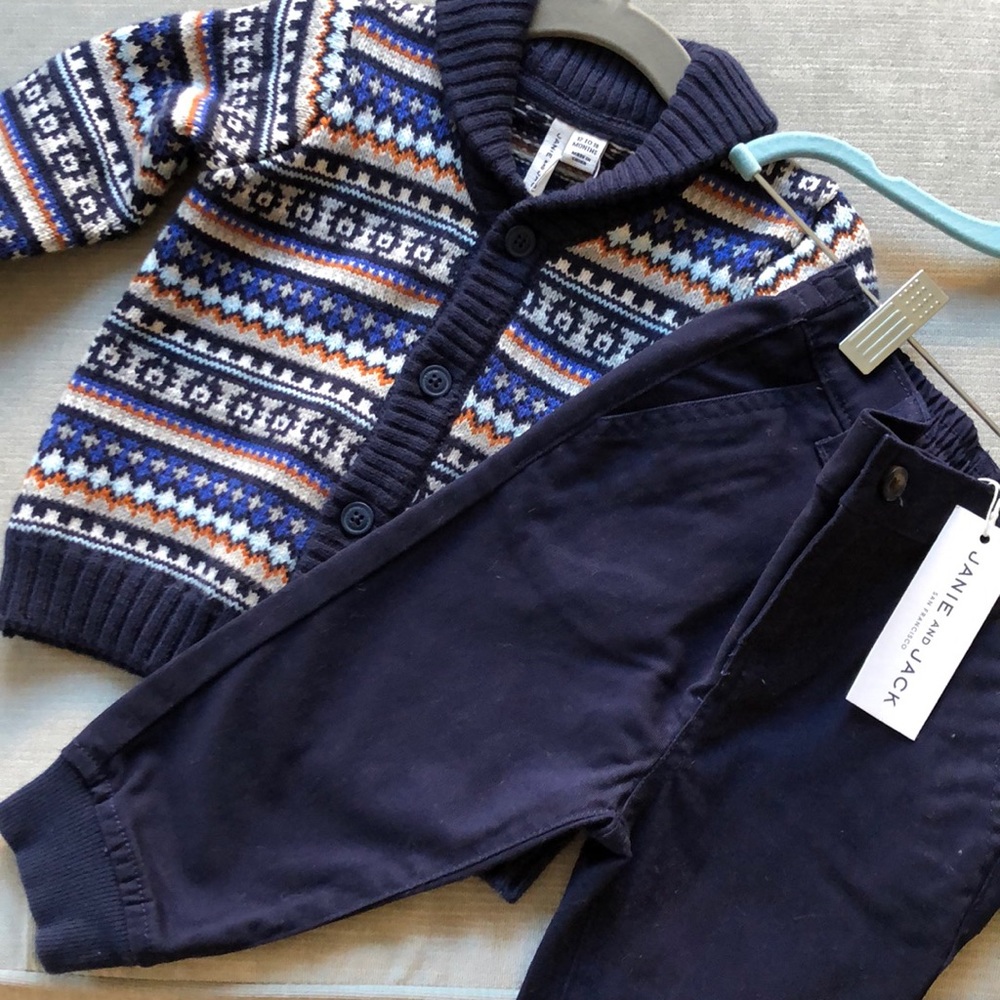 Janie and Jack Matching Sweater & Slacks (12-18m)